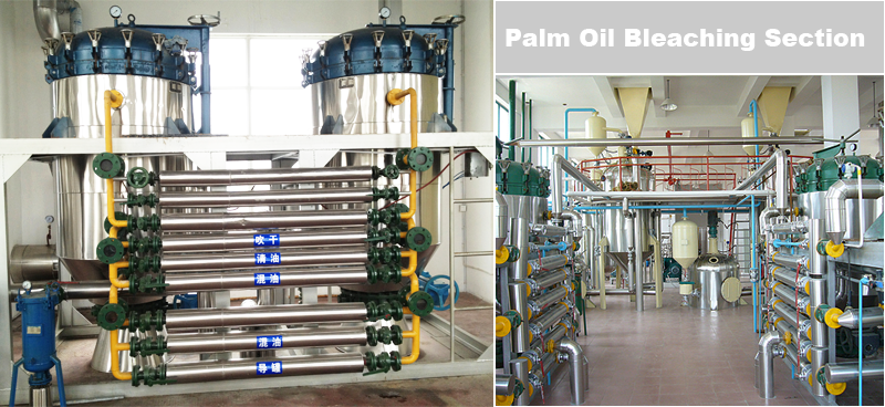 Machines de blanchiment d'huile de palme brute dans une usine de raffinage d'huile de palme